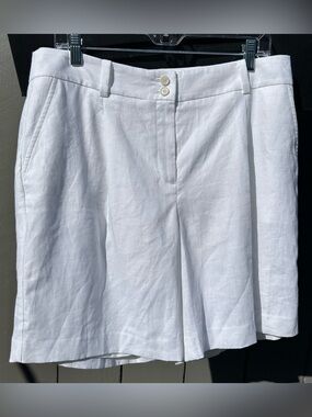 NWOT Talbots Linen White Bermuda Shorts 12P